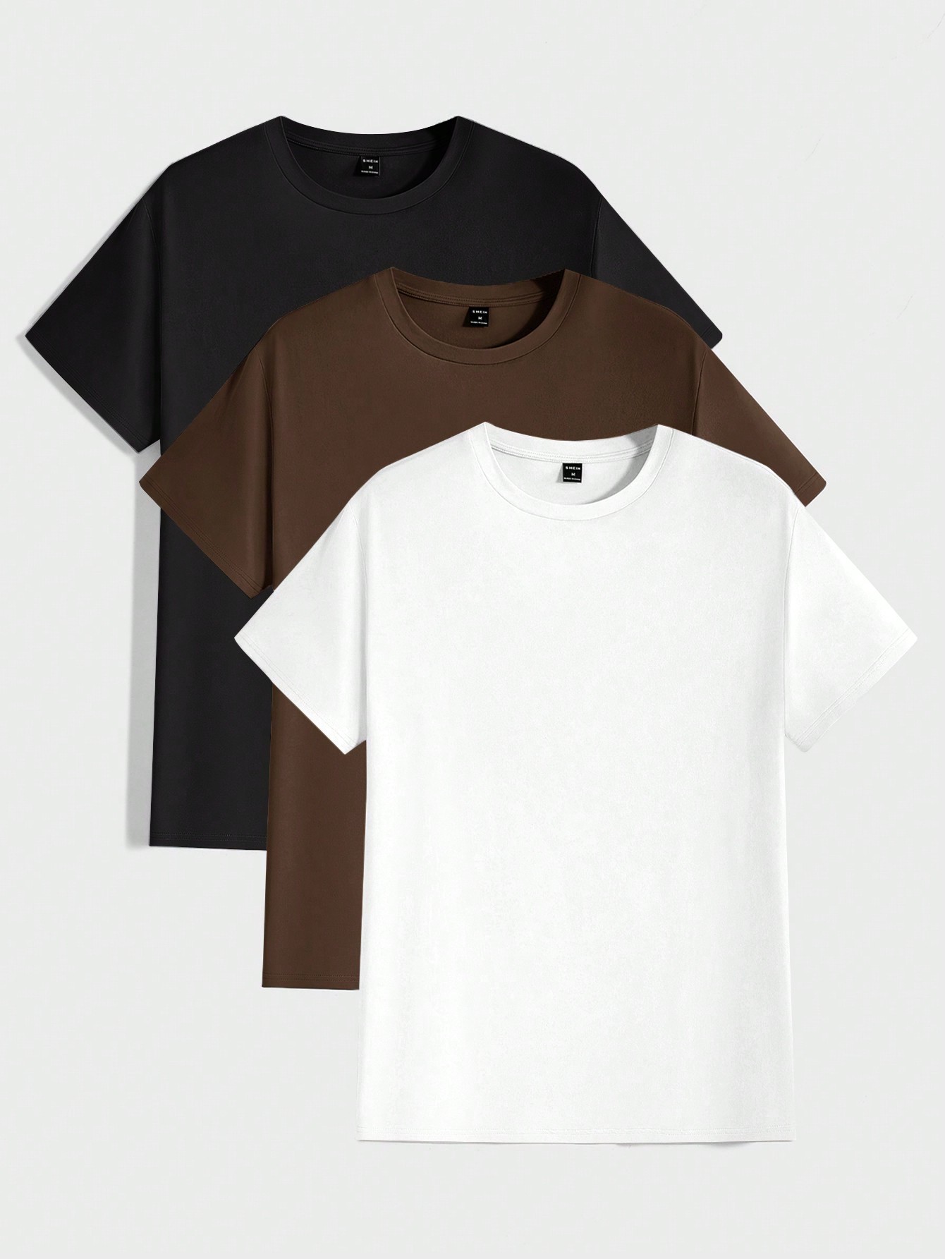 Мужская повседневная однотонная футболка с круглым вырезом и короткими рукавами Manfinity Basics, коричневый
