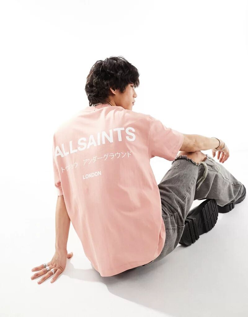

Персиковая объемная футболка унисекс AllSaints Underground