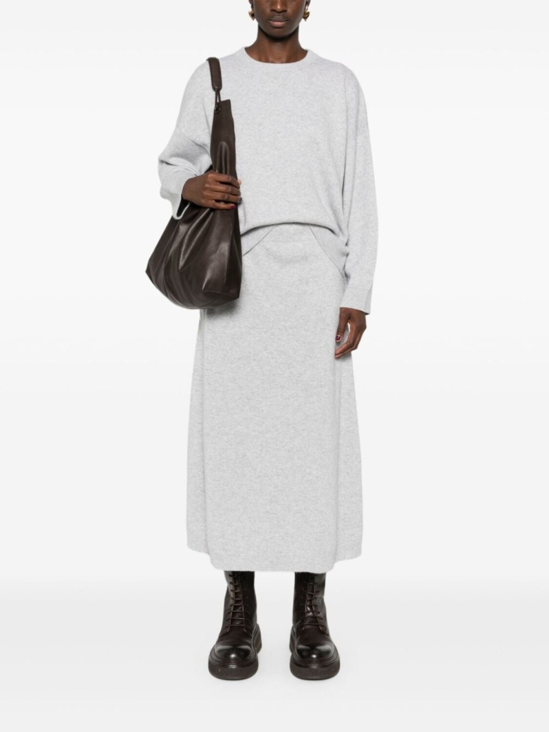 

Brunello Cucinelli кашемировая трикотажная юбка, серый