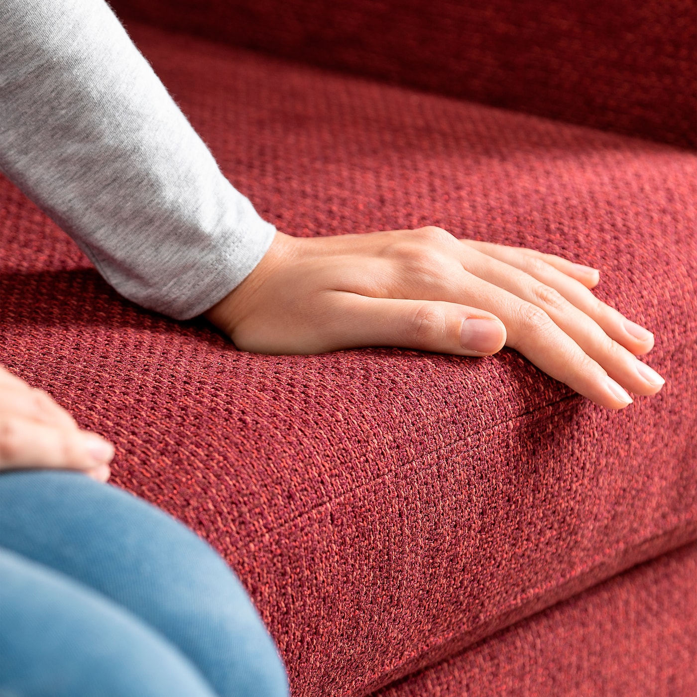 СМЕДСТОРП 3-местный диван, Лейде/красный/коричневый дуб SMEDSTORP IKEA диван офисный шарм дизайн бит с подушками коричневый