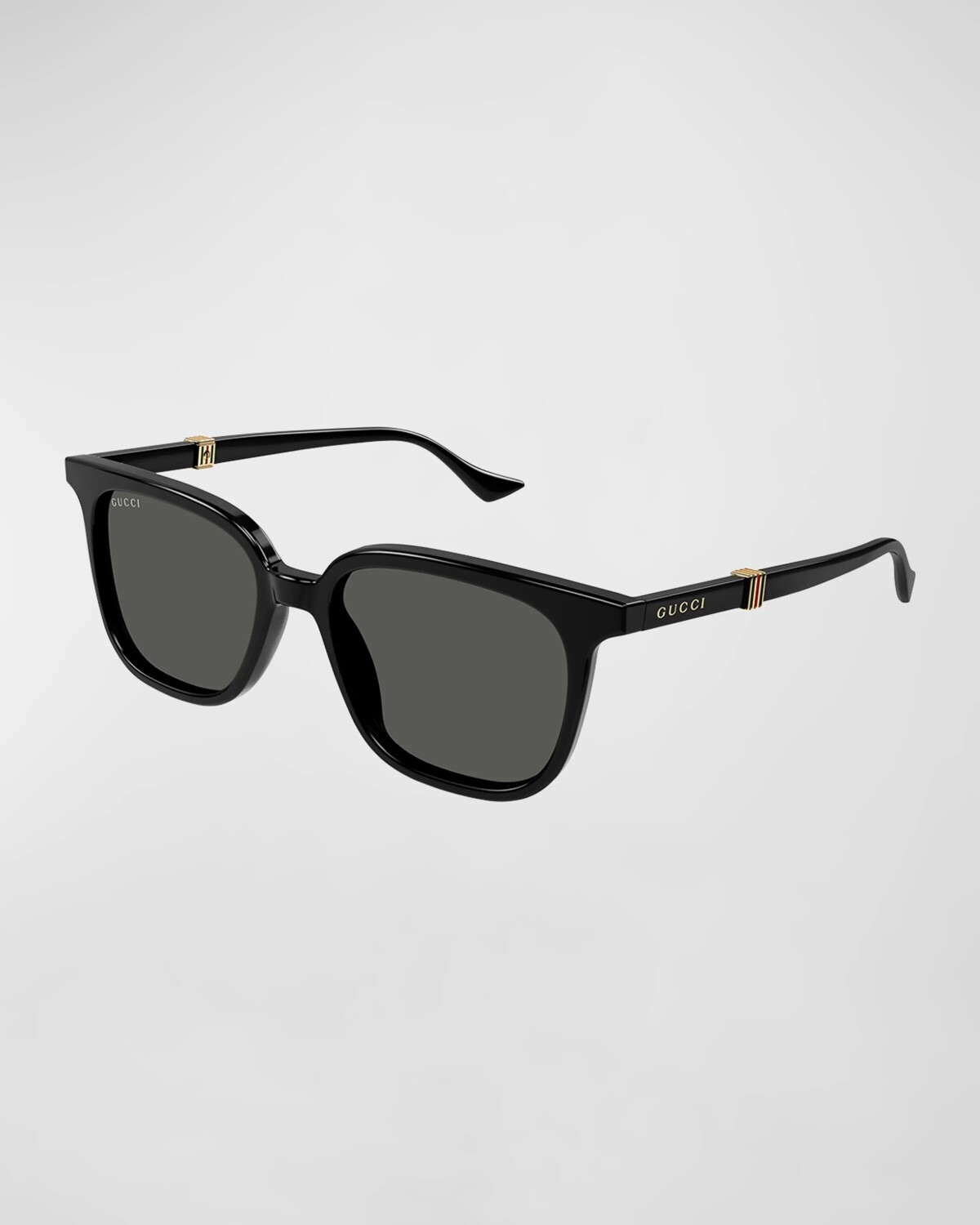 

Мужские прямоугольные солнцезащитные очки из ацетата Gucci, цвет Shiny Solid Black