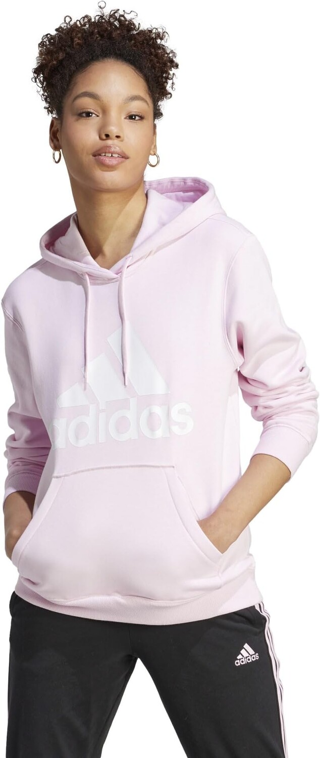 

Флисовая толстовка с большим логотипом Essentials adidas, цвет Clear Pink/White
