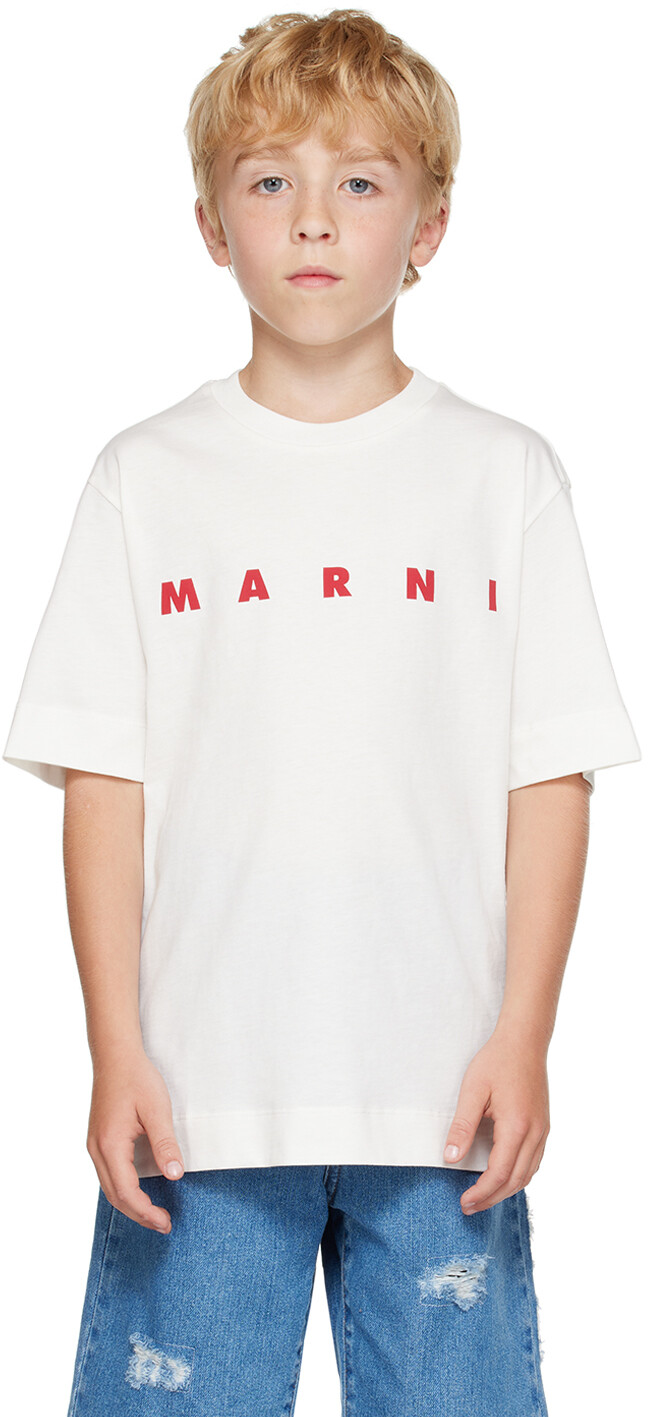 

Детская белая футболка с принтом Marni