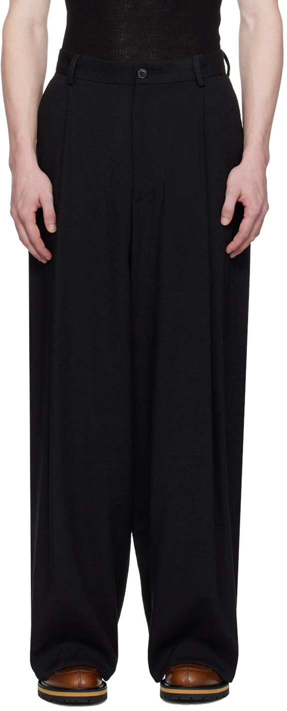 

Черные брюки со складками Dries Van Noten, цвет Black