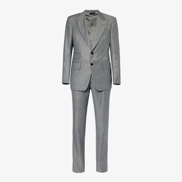 

Однобортный костюм shelton из шерсти акулы Tom Ford, серый