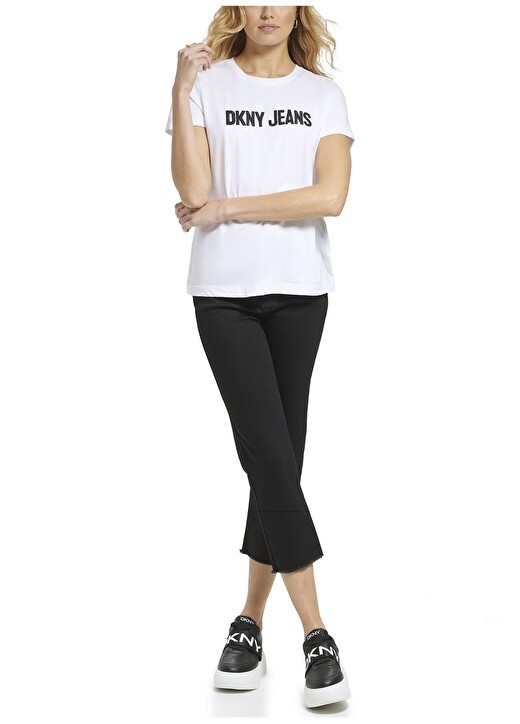 

Простая белая женская футболка с круглым вырезом Dkny Jeans, Белый