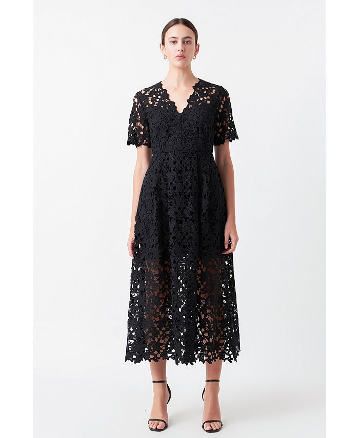 Женское кружевное платье миди с короткими рукавами endless rose, черный цена и фото
