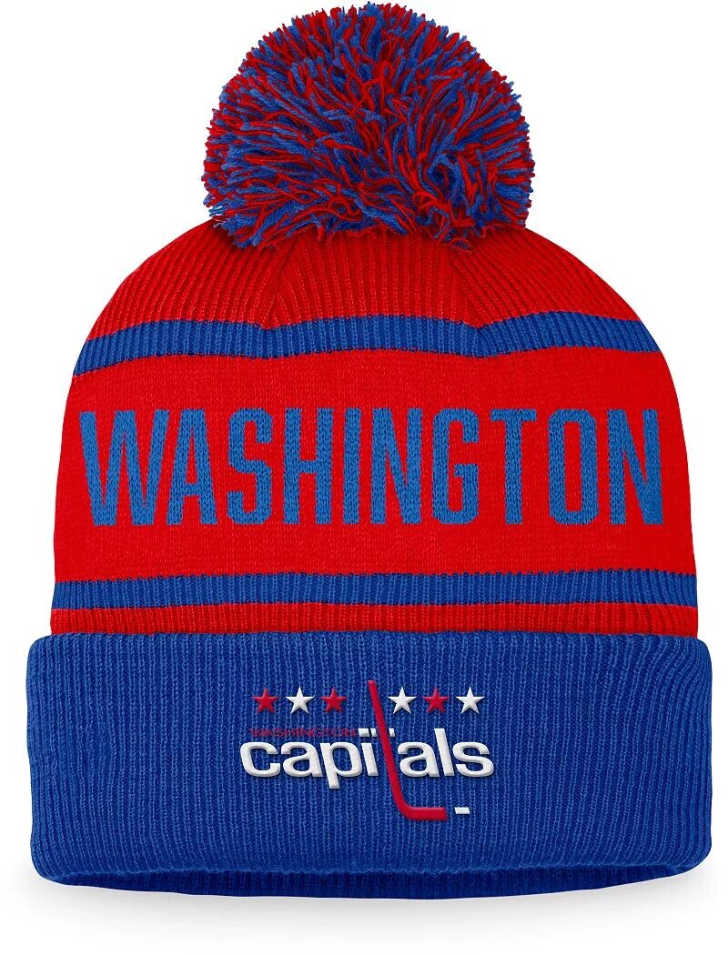 

Винтажная красная шапка с манжетами и помпонами NHL Washington Capitals