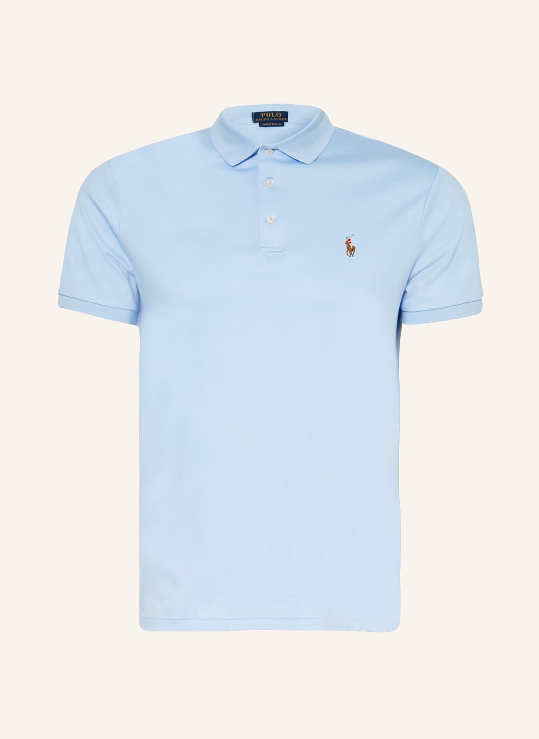 

Рубашка поло POLO RALPH LAUREN Jersey Custom Slim Fit, светло-синий