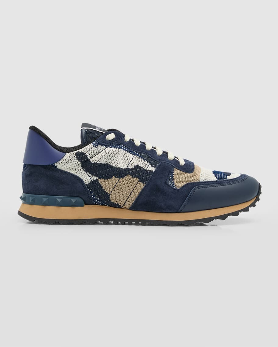 

Мужские низкие кроссовки Rockrunner Mesh с камуфляжным принтом Valentino Garavani