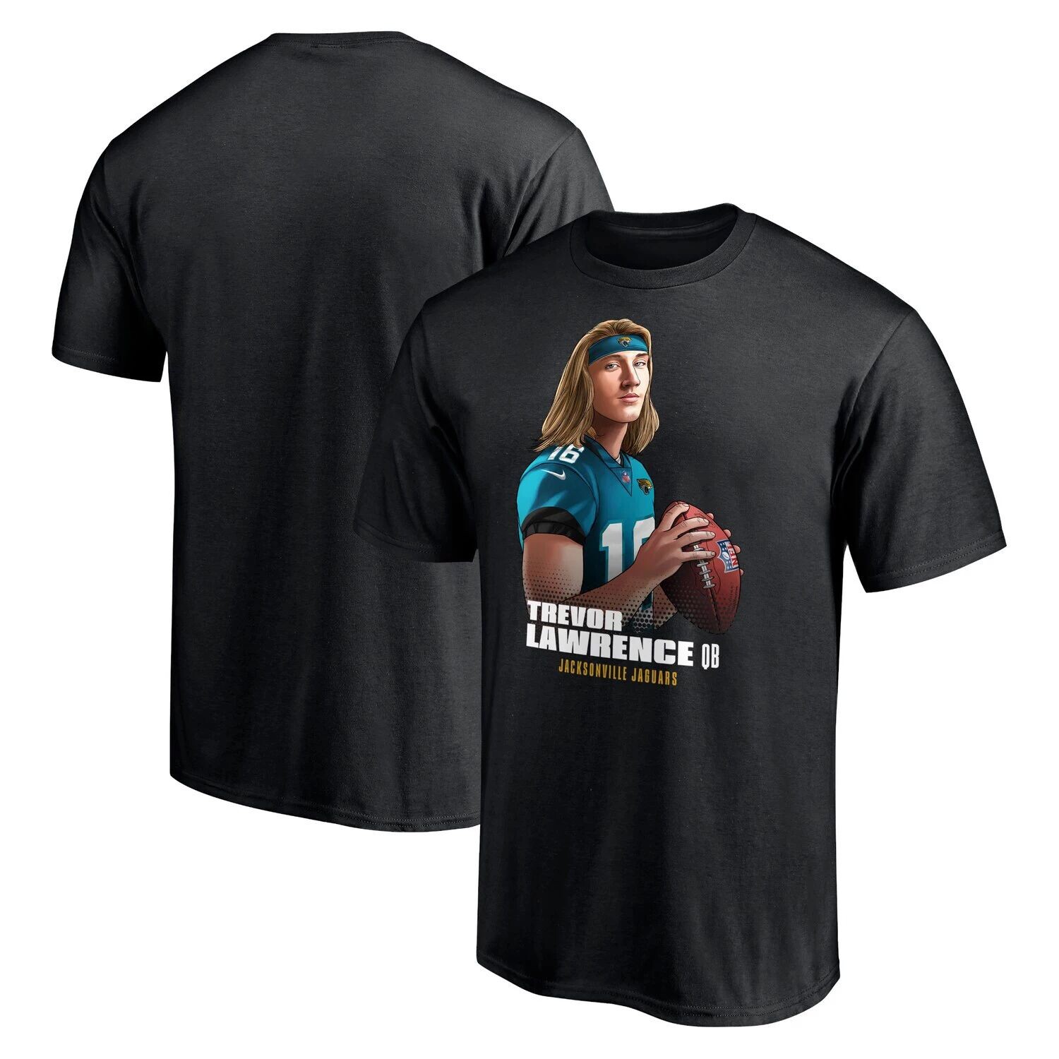 

Мужская черная футболка с рисунком игрока Jacksonville Jaguars с логотипом Trevor Lawrence Fanatics, Черный