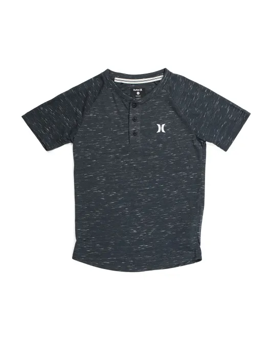 

Футболка Big Boy Carbon с тремя пуговицами и короткими рукавами Hurley, серый