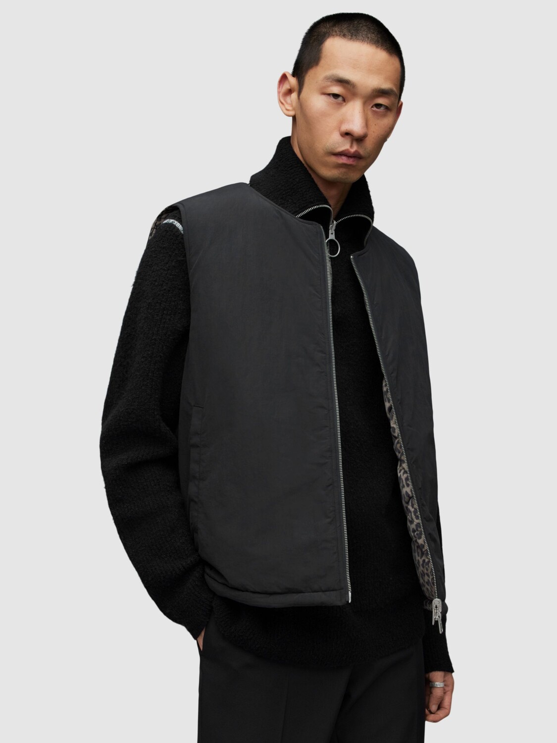 

Двусторонний жилет Underground AllSaints, леопард/черный