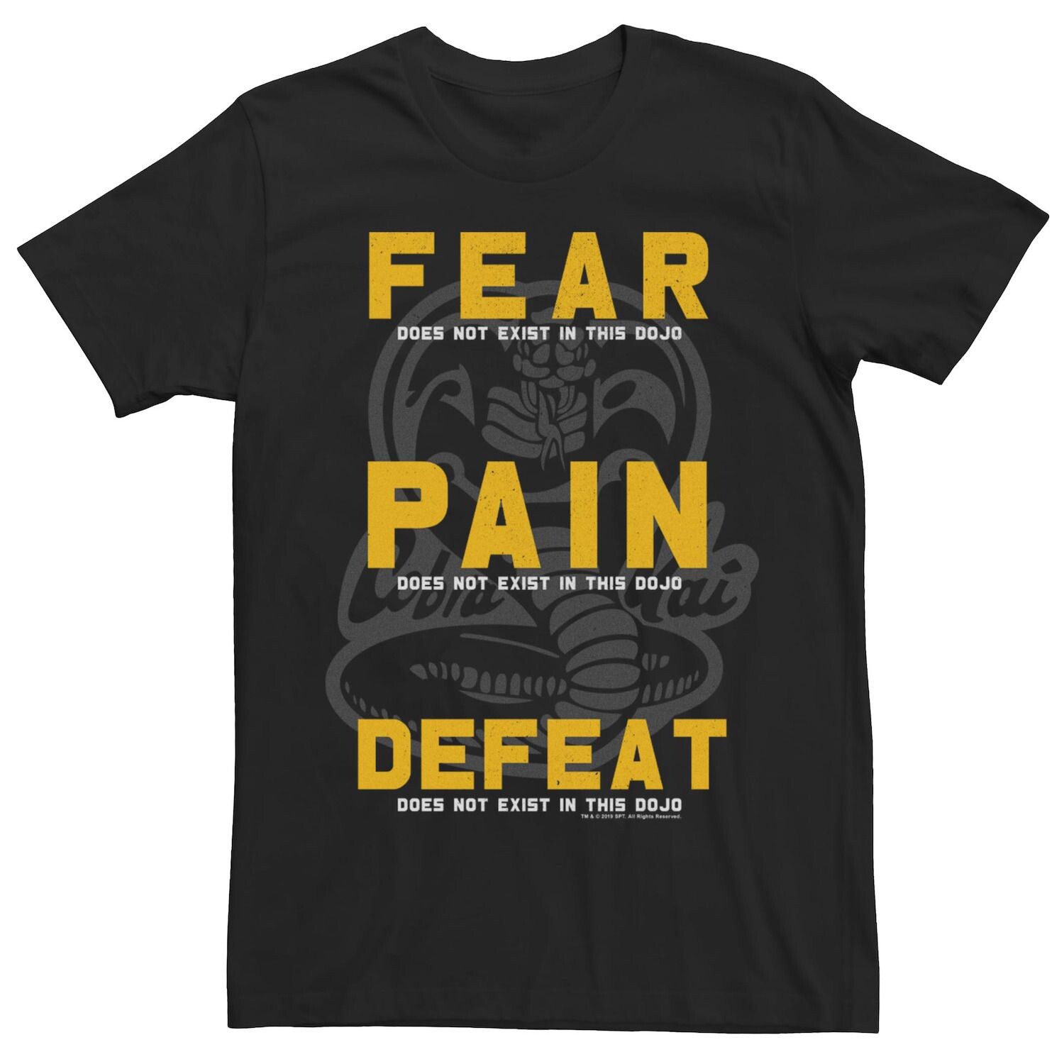 

Мужская футболка для карате Kid Cobra Kai Fear Pain Defeat Licensed Character