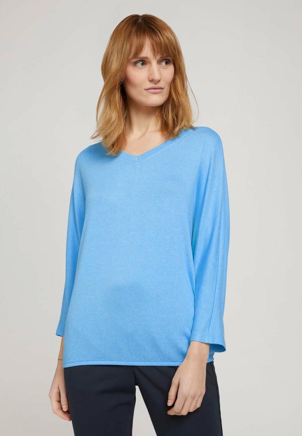 

Джемпер TOM TAILOR Batwing, нежно-голубой меланж, Синий