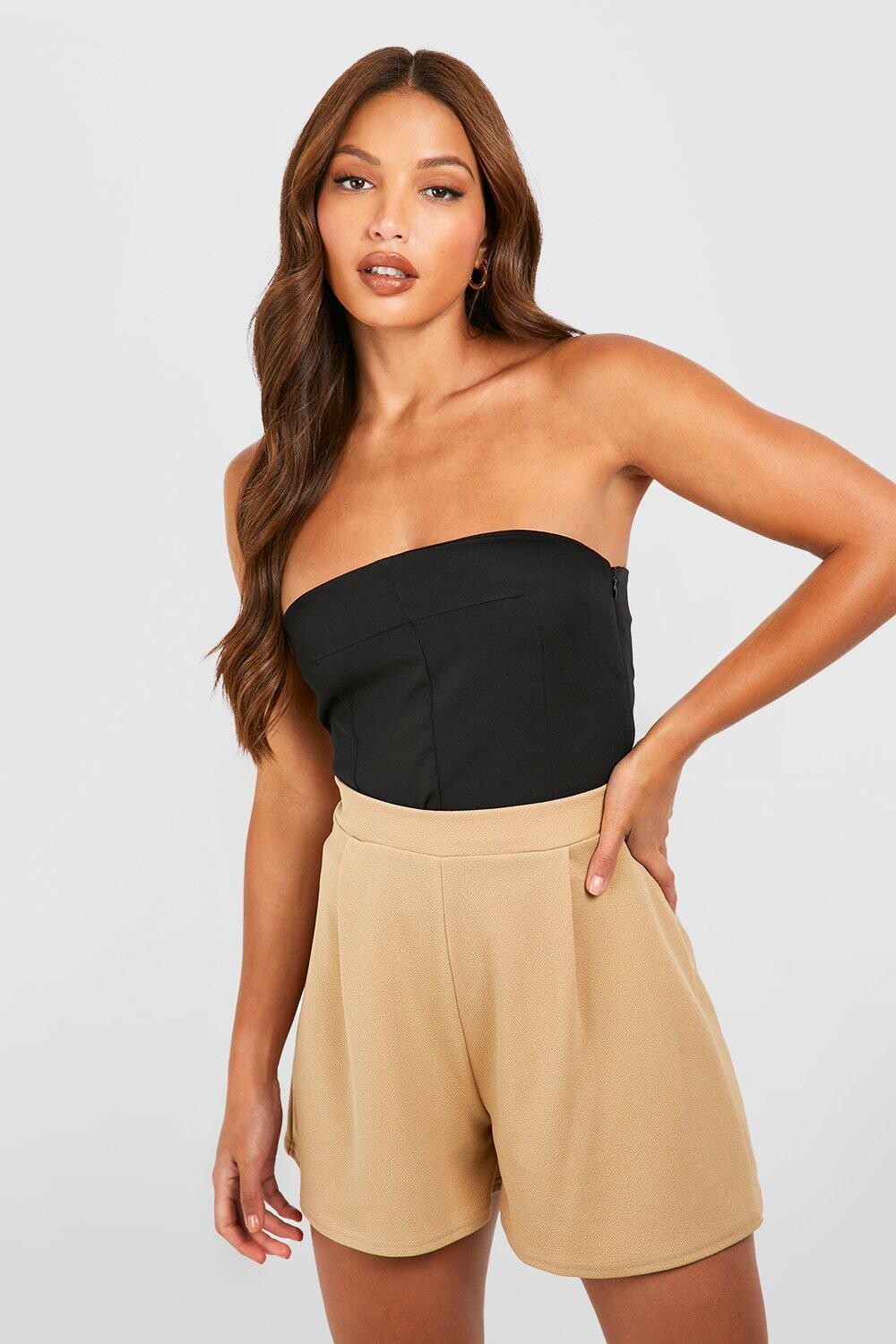 

Короткие базовые трикотажные шорты из джерси Boohoo, кэмел