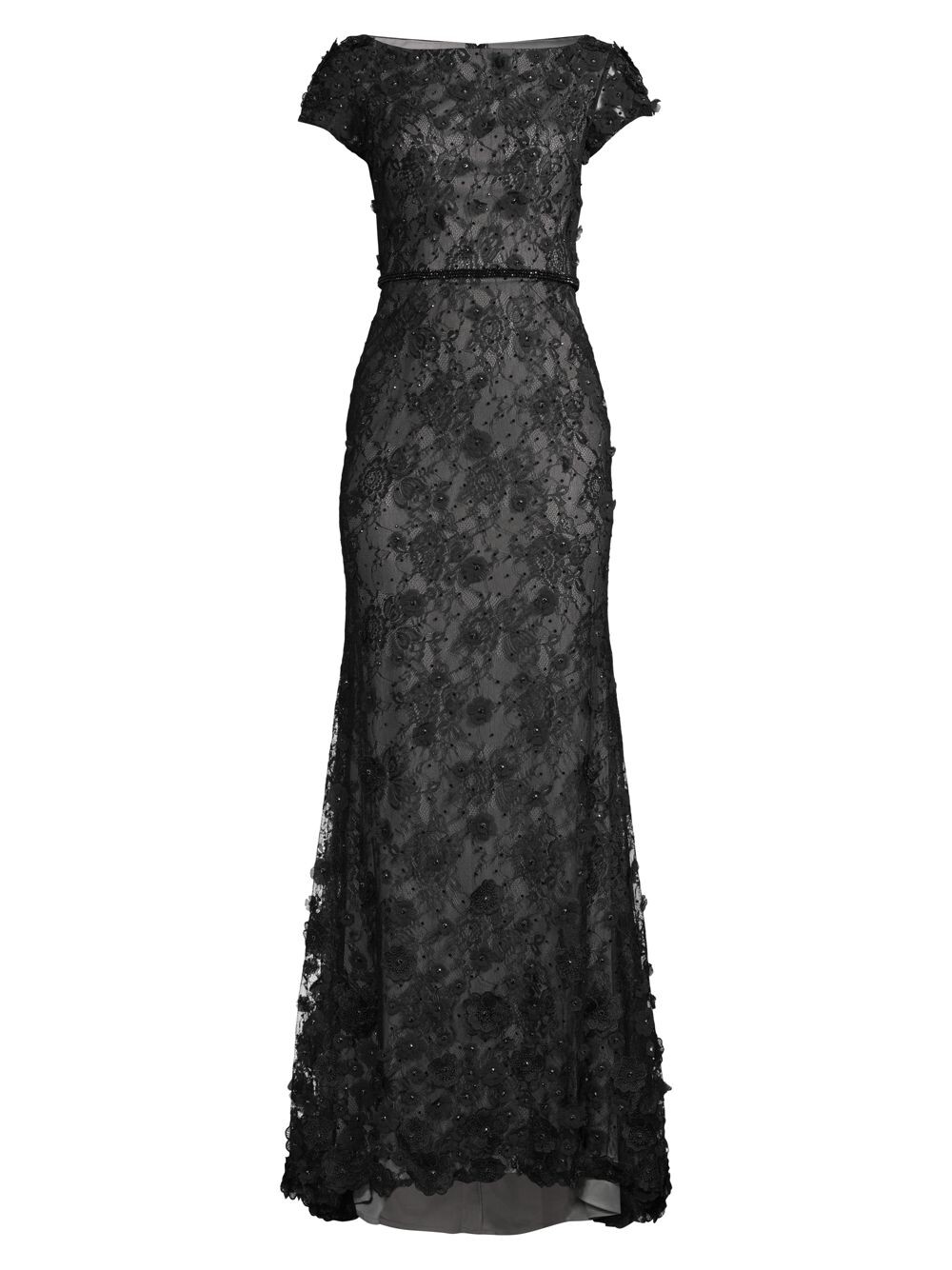 

Кружевное платье с вышивкой и бисером Mac Duggal, черный