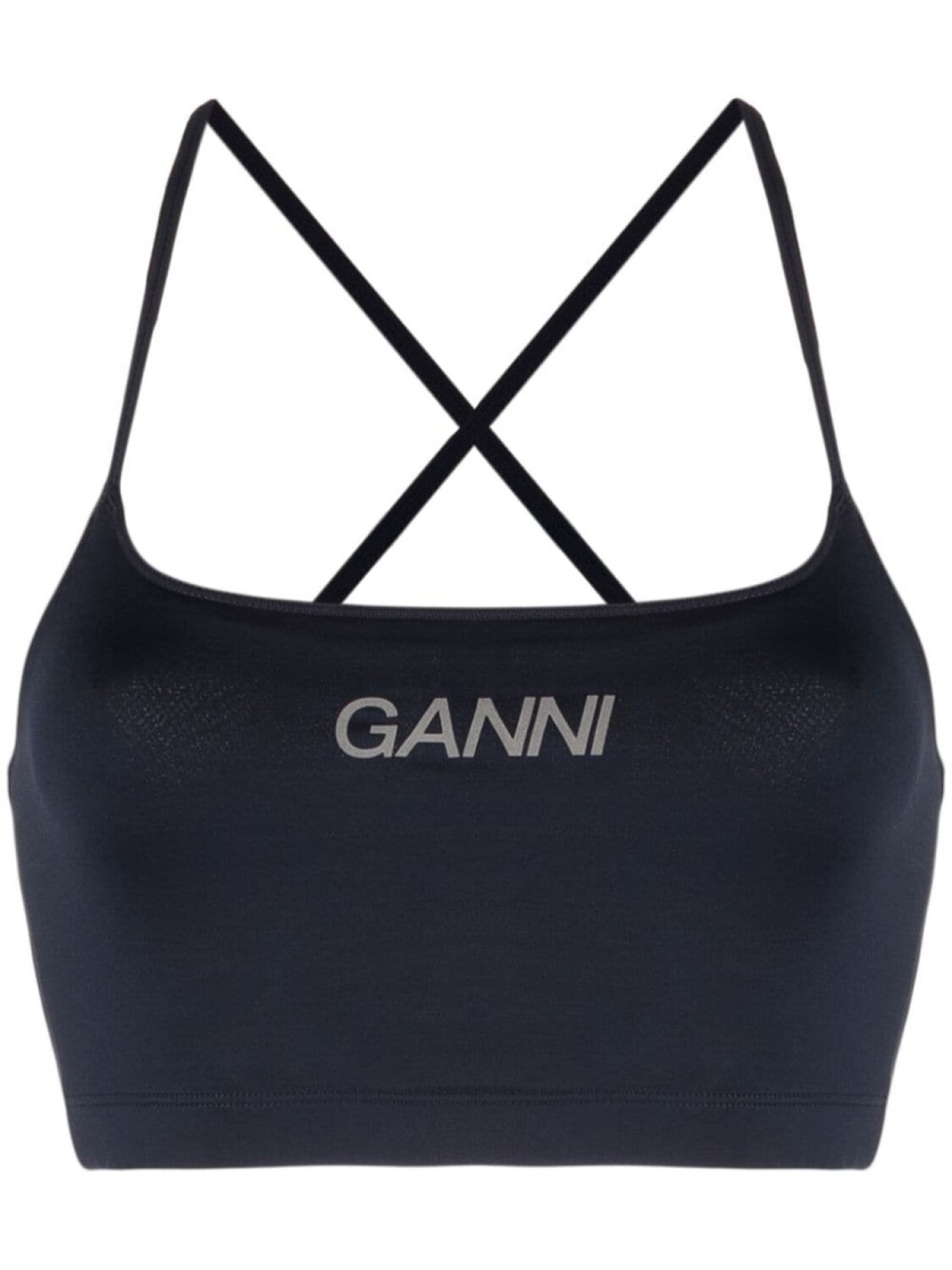 

GANNI укороченный топ с логотипом, синий