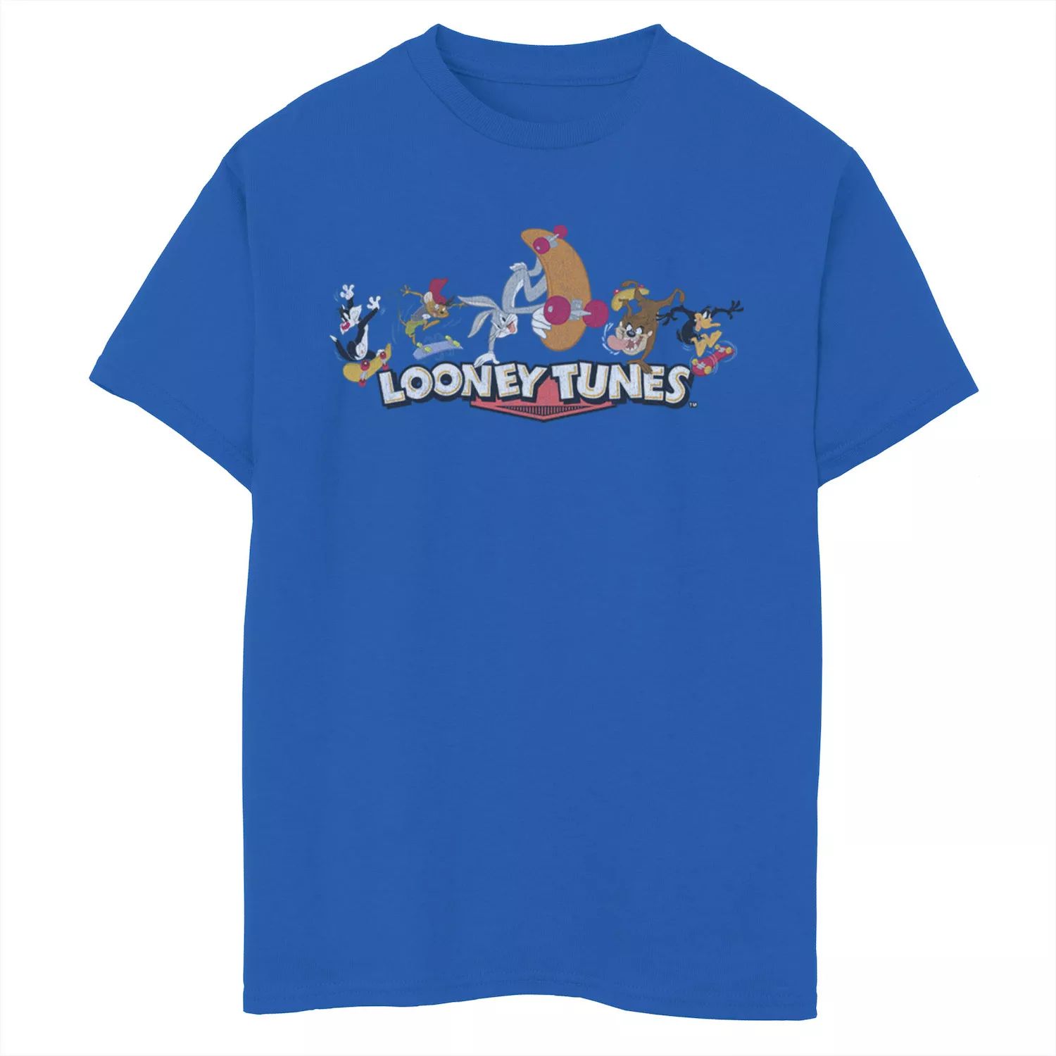 Футболка с рисунком Looney Tunes Skate Tunes для мальчиков 8–20 лет, групповая съемка Licensed Character футболка с рисунком looney tunes vacations для мальчиков 8–20 лет licensed character