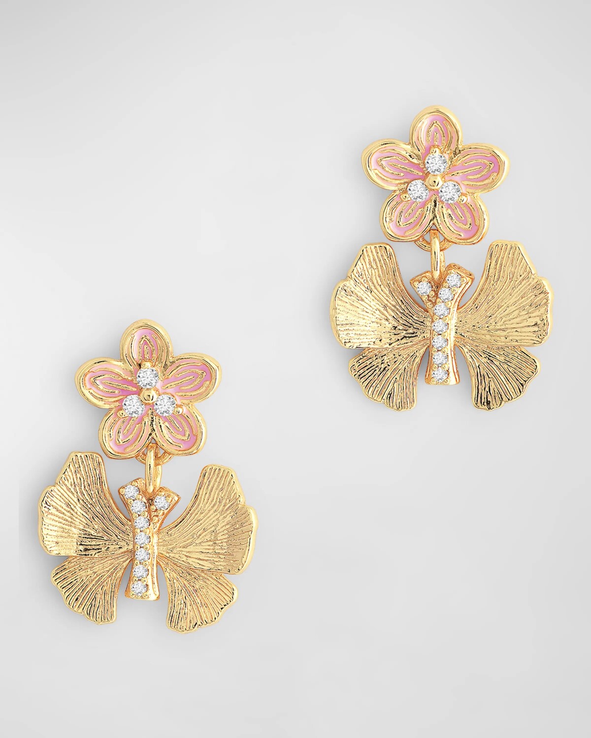 

Бабочка с эмалированными серьгами-цветками Anabel Aram Jewelry, цвет Gold