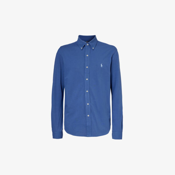 

Рубашка узкого кроя из хлопкового пике с вышитым логотипом Polo Ralph Lauren, цвет old royal