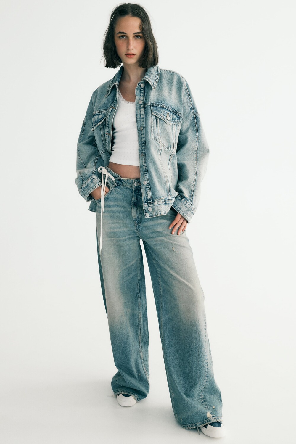 

Джинсовая куртка оверсайз trf Zara, голубой, Синий