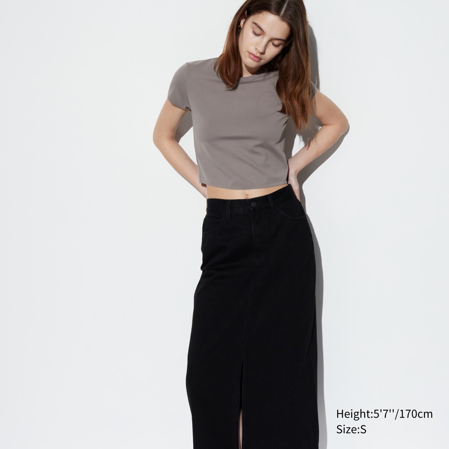 

Футболка Uniqlo Airism короткая, коричневый