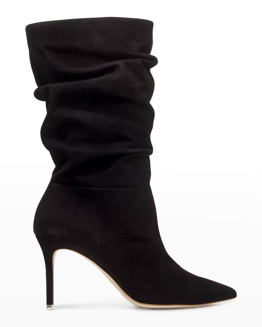 

Ботинки Geni из телячьей кожи с напуском Black Suede Studio