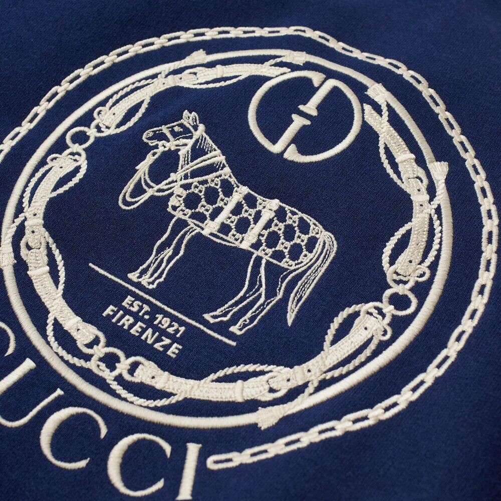 

Gucci Свитшот с круглым вырезом и логотипом Horse Parade, синий