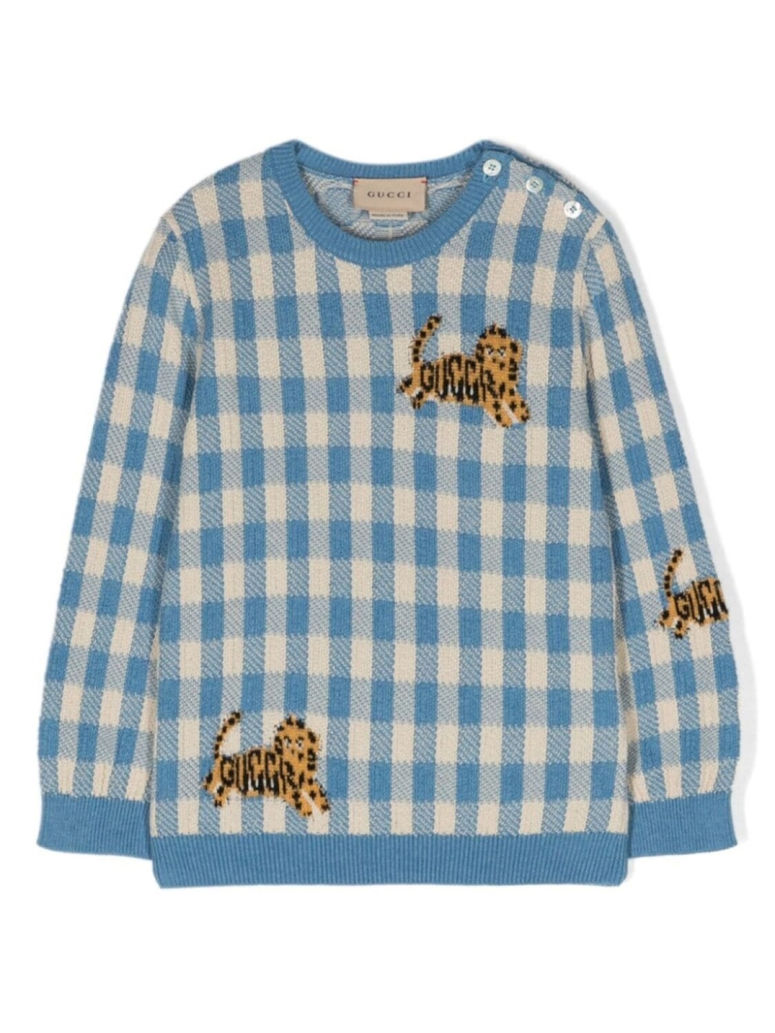 

Gucci Kids джемпер вязки интарсия в клетку гингем, синий