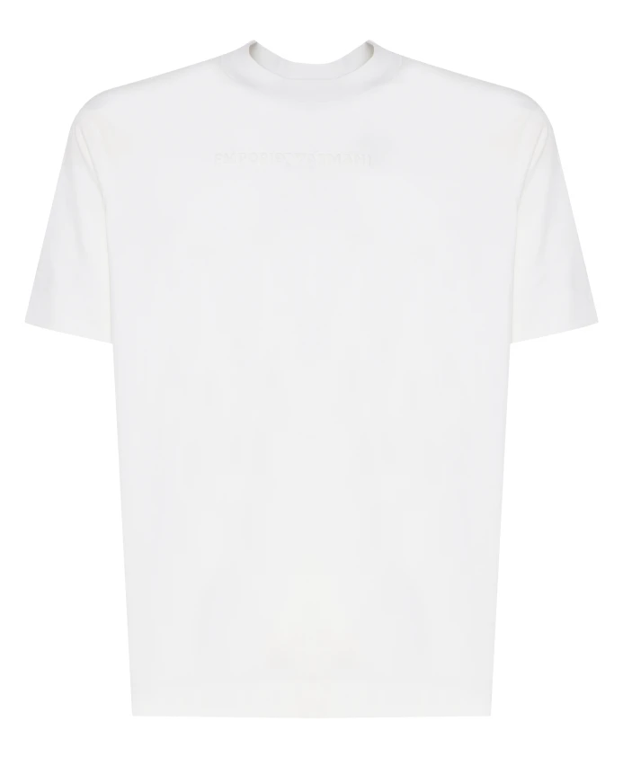 

Хлопковая футболка, круглый вырез, короткий рукав. Emporio Armani, белый