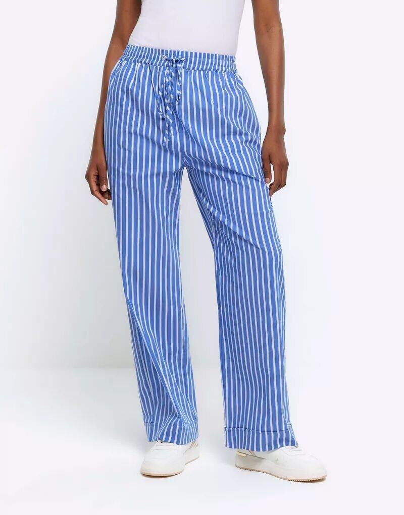 

Синие брюки без рукавов из поплина River Island Stripe