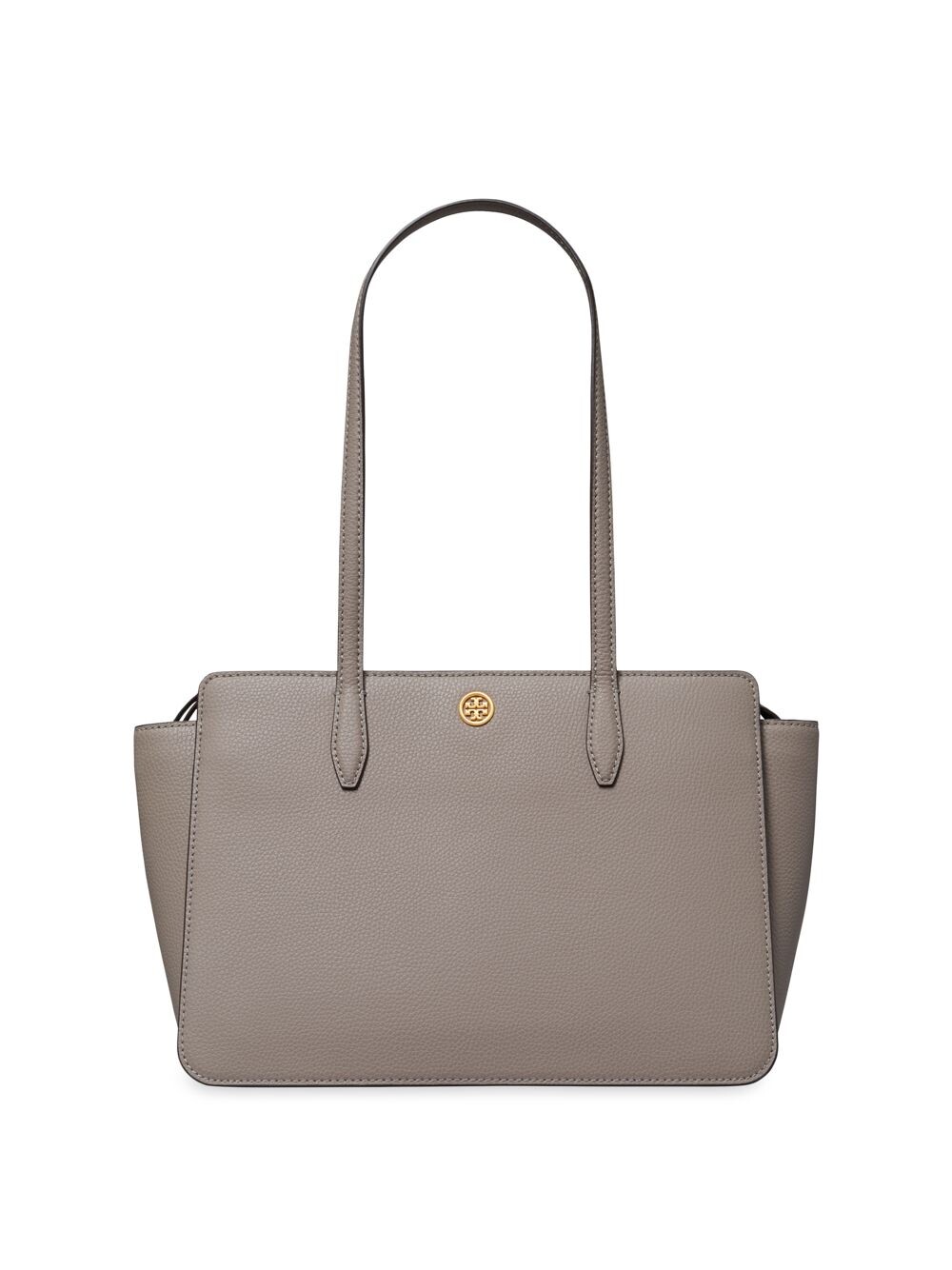 

Маленькая большая сумка-тоут Robinson из шагреневой кожи Tory Burch, серый