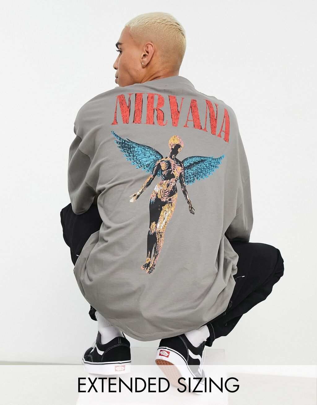 

Серая футболка оверсайз с принтом Nirvana ASOS DESIGN, Серый
