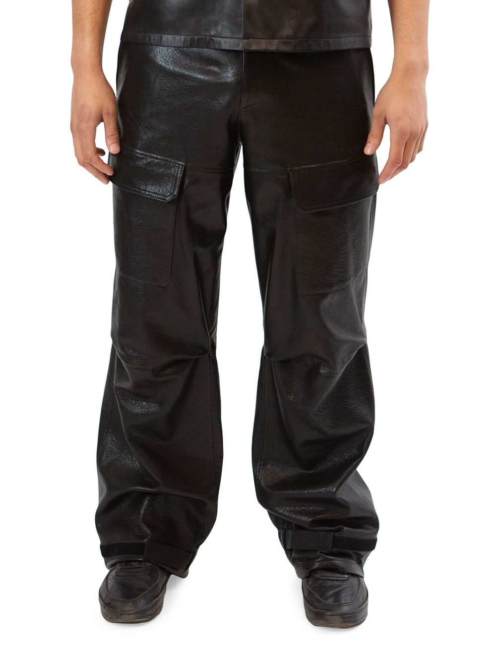 Кожаные широкие брюки карго RTA, черный