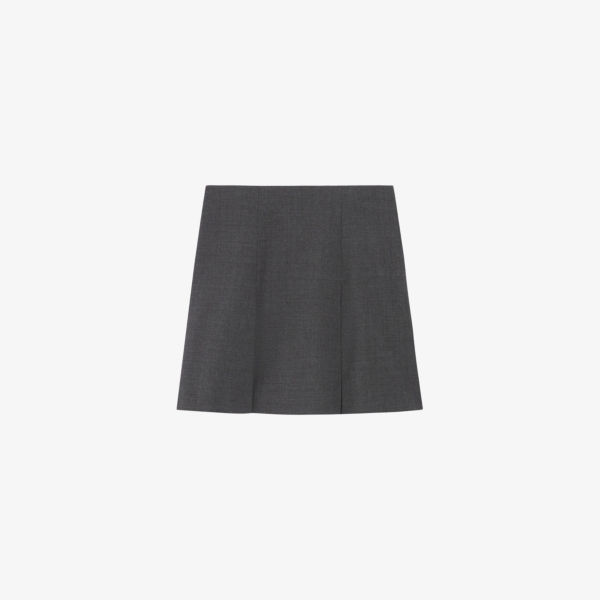 Расклешенная мини-юбка sarah с высокой посадкой из смесовой шерсти Claudie Pierlot, цвет noir / gris топ tumi с квадратным вырезом эластичной вязки claudie pierlot цвет noir gris