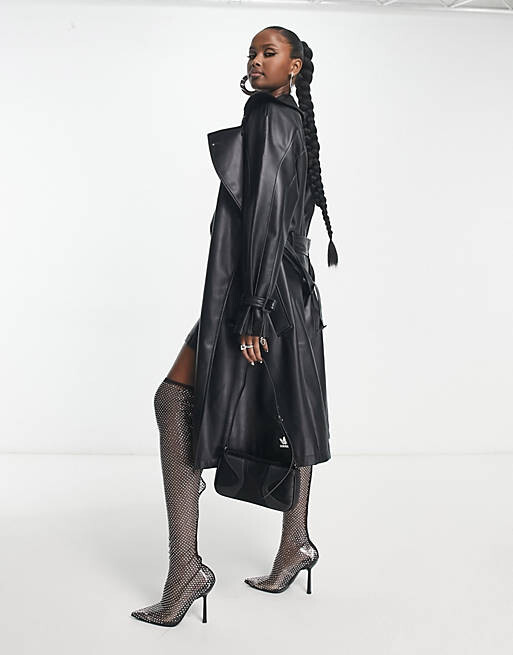 

Черный плащ из искусственной кожи adidas Originals 'center stage'