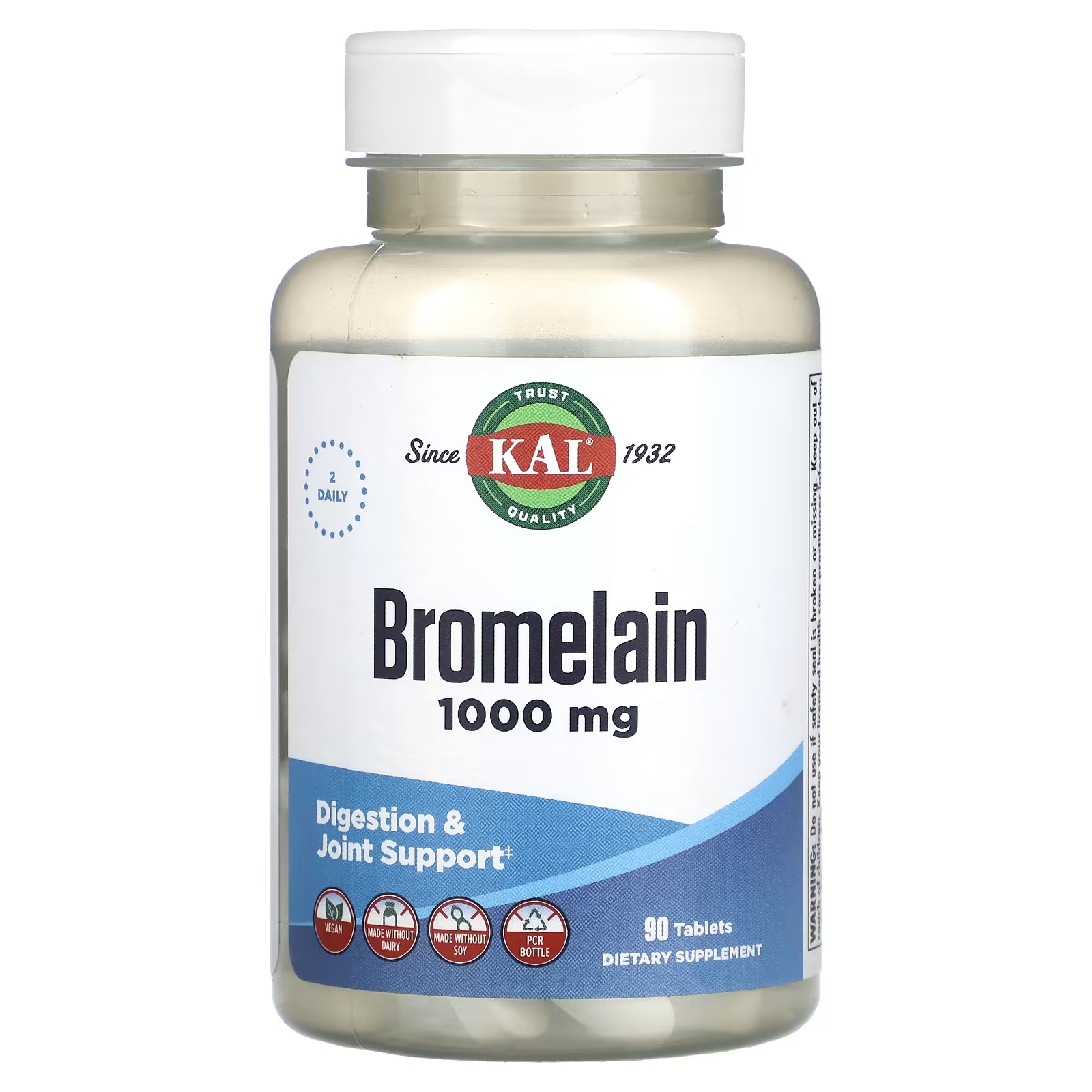 Пищевая добавка KAL Бромелайн 500 мг, 90 таблеток пищевая добавка naturesplus жевательная бромелайн ананас 40 мг 180 таблеток