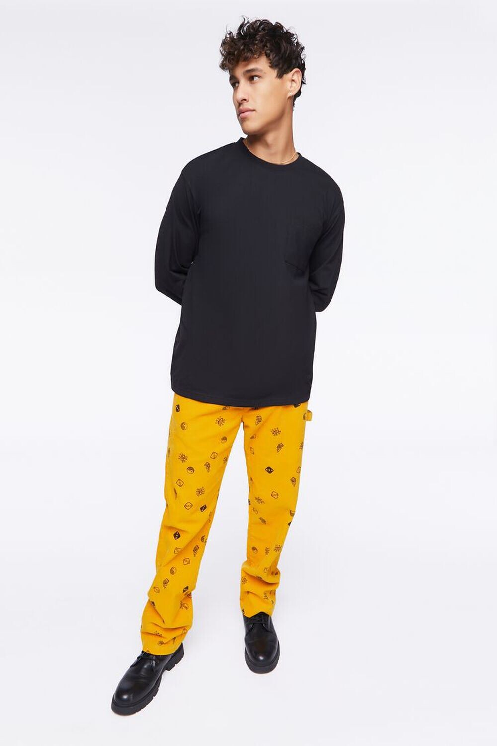 Брюки с кулиской и принтом Dice Forever 21, золотой