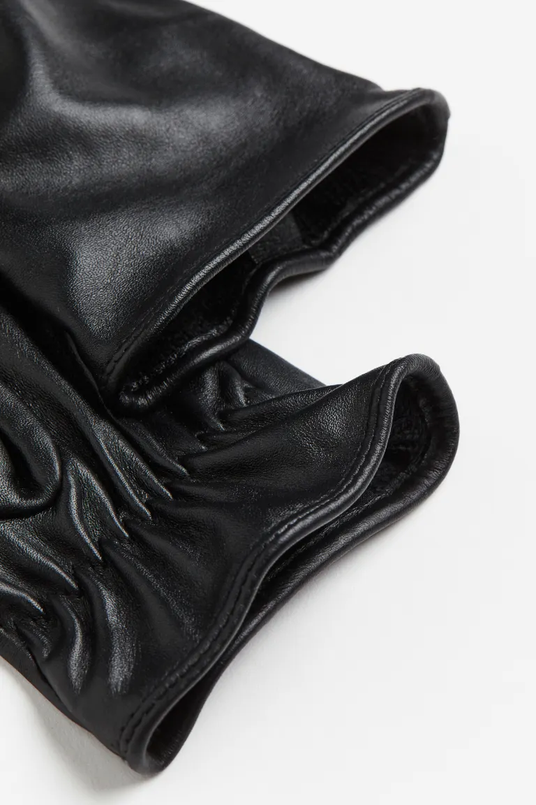 Кожаные перчатки H&M, черный