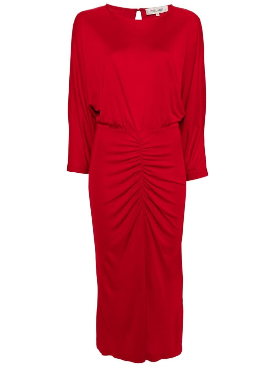 

Платье миди Chrisey со сборками DVF Diane von Furstenberg, красное