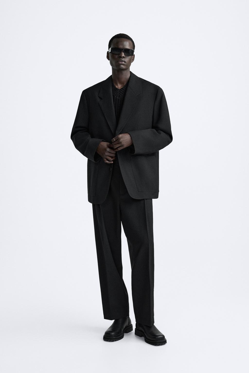 Шерстяной пиджак оверсайз - x studio nicholson ZARA, черный пиджак zara размер xs мультиколор