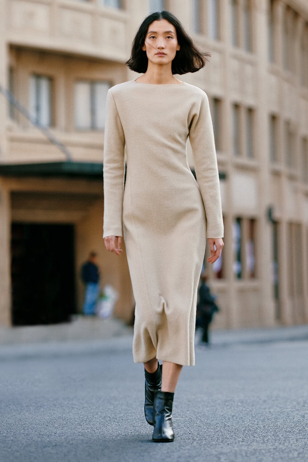 

Платье из шерсти букле ZARA, слоновая кость, Бежевый