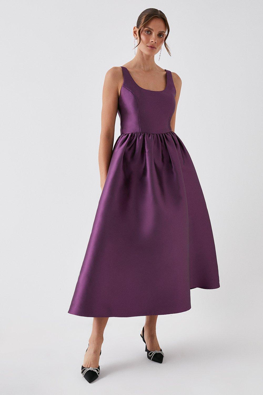 цена Платье миди из твила Debut London с овальным вырезом Debenhams, фиолетовый
