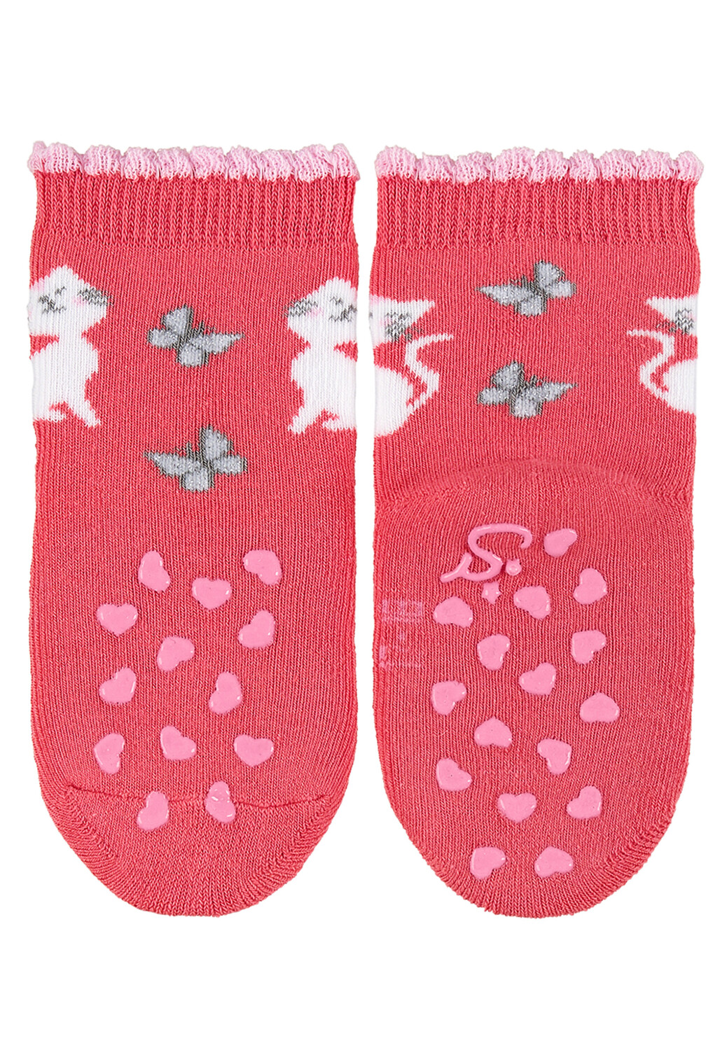

Носки Sterntaler ABS Krabbelsöckchen Katze + Herz, 2 шт, коралловый, Красный