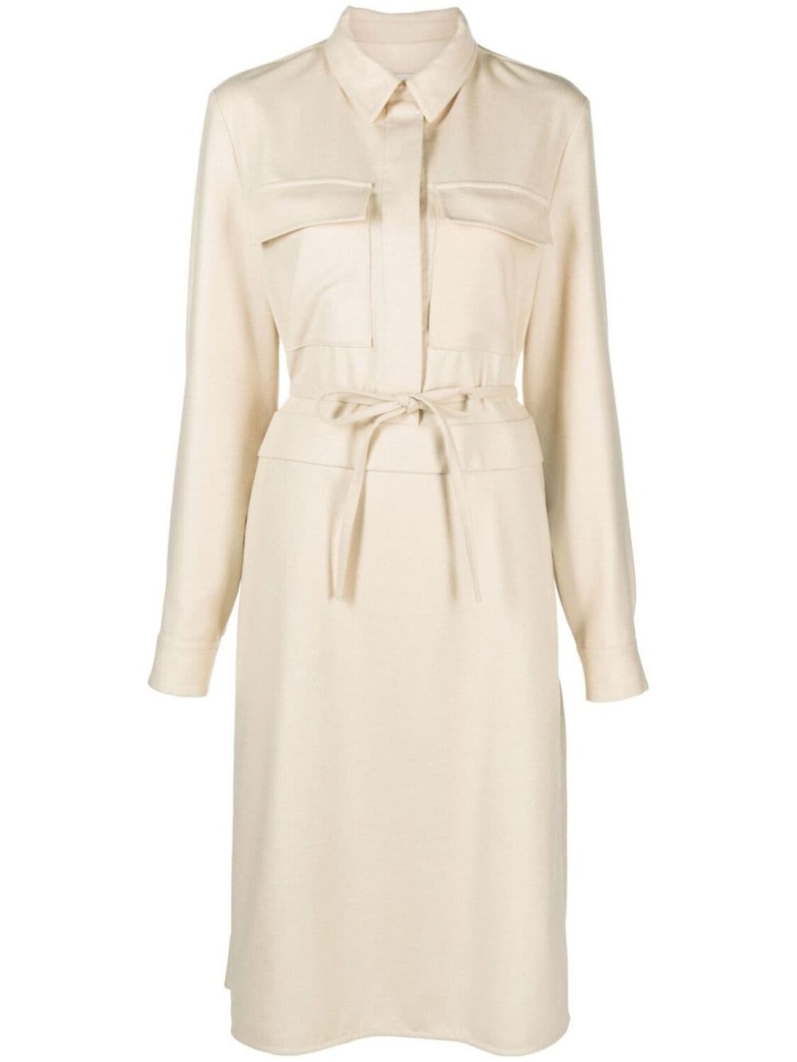 

Jil Sander шерстяное платье-рубашка с поясом, нейтральный цвет