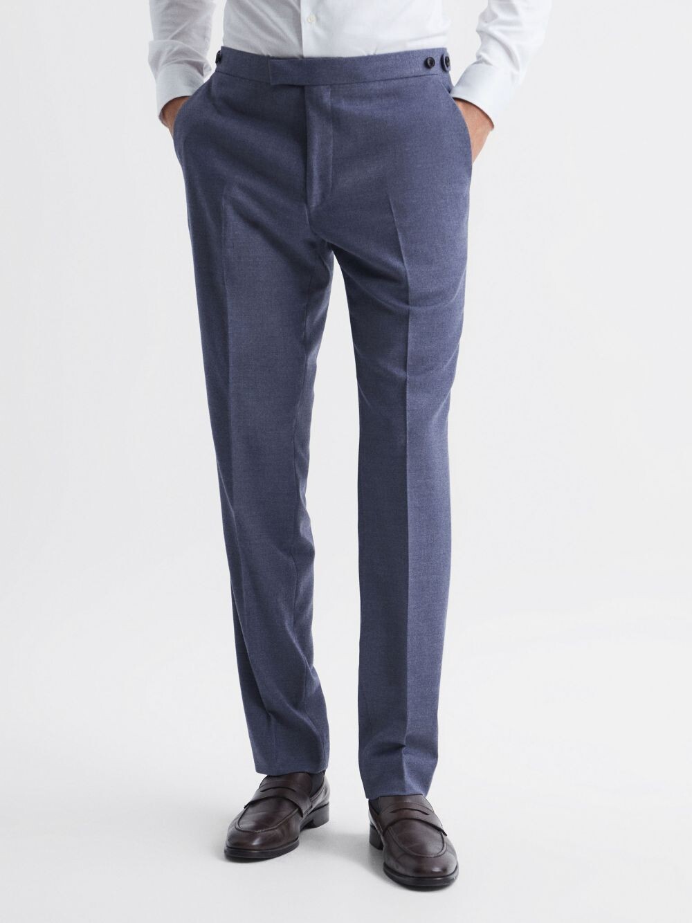 

Костюмные брюки из смесовой шерсти Reiss Marquee, цвет Airforce Blue