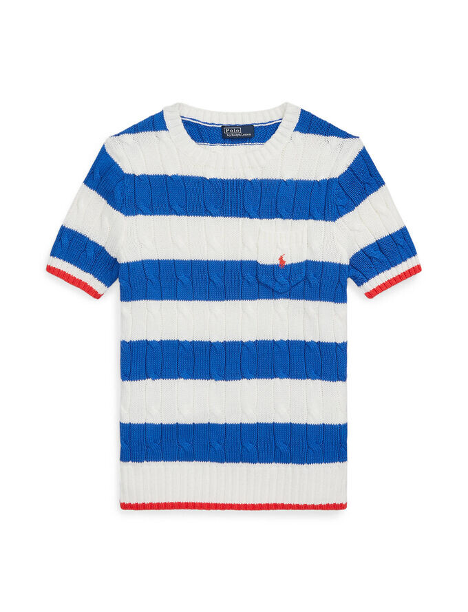 

Вязаный свитер с короткими рукавами Polo Ralph Lauren, синий