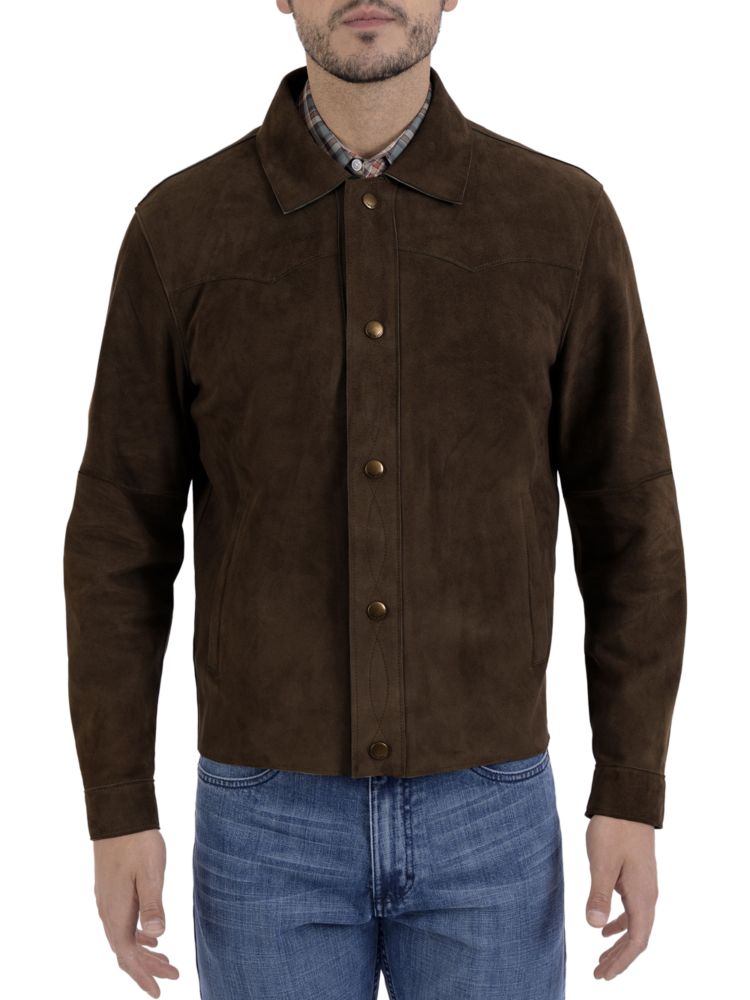 Серо-коричневая замшевая куртка на кнопках Frye, цвет Chocolate серо коричневая замшевая куртка на кнопках frye тауп
