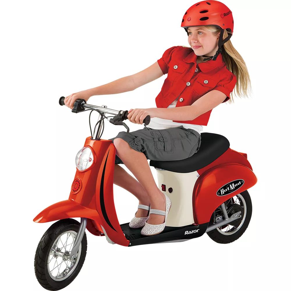 Razor Pocket Mod Миниатюрный электрический детский электросамокат Euro 24V Ride On Retro Scooter, красный Razor